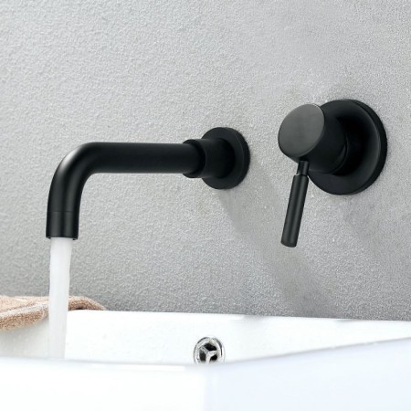 Solid Brass Basin Tap with Black Wall Mounted Bathroom Faucet
