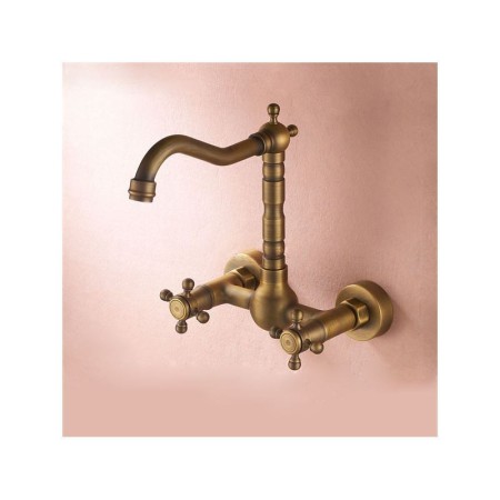 Antique Brass Kitchen Faucet Bathroom Sink Mixer Tap Wall Mount