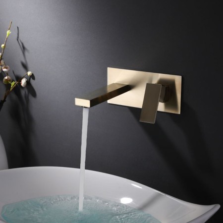 Optional Brushed Gold/Black Wall Mounted Centerset Basin Faucet with Embedded Box