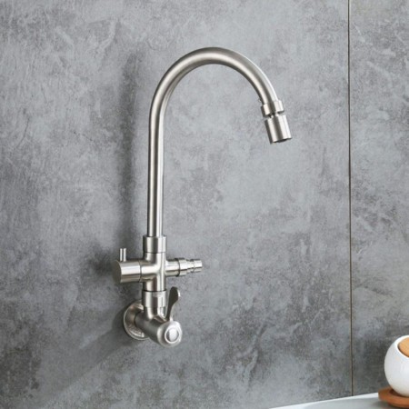 Wall Mount Stainless Steel Faucet Swivel Tap with Washer Interface