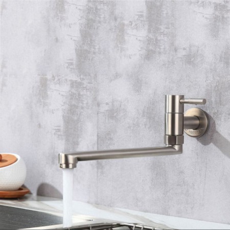 Stainless Steel Sink Swivel Tap Wall Mount Kitchen Faucet