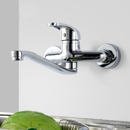 Brass Kitchen Sink Faucet Chrome Swivel Wall Mount Kitchen Faucet Wall Mounted Kitchen Faucet