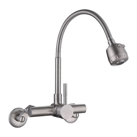 Kitchen Sink Faucet with Wall Mounted Stainless Steel Mixer Tap