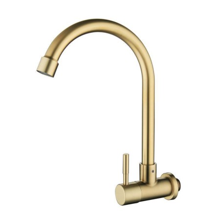 Wall Mounted Rotatable Stainless Steel Kitchen Faucet in Brushed Gold