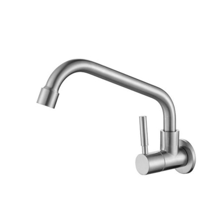 Brushed Nickel Water Sink Faucet Wall Mount Outward Kitchen Tap