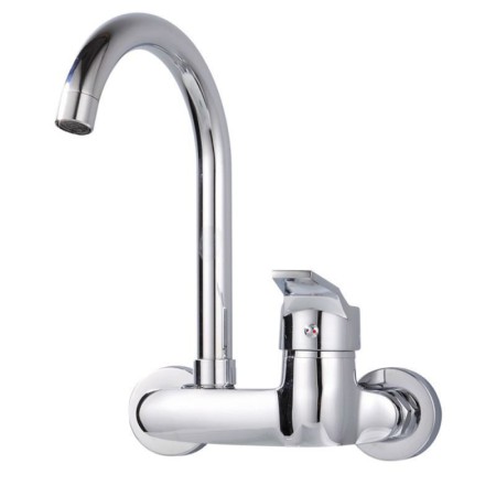 Tall Chrome Kitchen Faucet with Wall Mount
