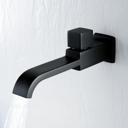 Wall Mounted Black Kitchen Faucet with Waterfall (Upper Handle)
