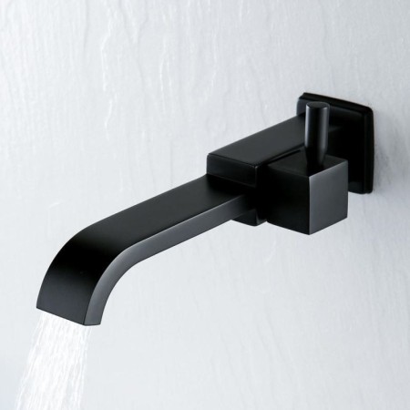 Wall Mounted Black Kitchen Faucet with Waterfall (Right Handle)