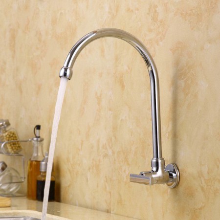 Wall Mounted Chrome Swivel Spout Faucet