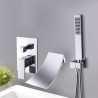 Elegant Bathtub Mixer with Hand Shower Chrome/Black Black Wall Mount Waterfall Tub Faucet