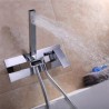 Chrome Wall-Mount Bathtub Tap with Handheld Shower Contemporary Waterfall Tub Faucet