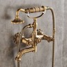 Wall Mounted Tub Mixer with Hand Sprayer in Antique Brushed Brass Clawfoot Bathtub Faucet
