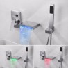 Chrome/Black LED Tub Faucet Contemporary Waterfall Bathtub Tap with Hand Shower