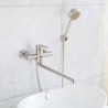 Bathtub Faucet in Brushed Stainless Steel with Wall Mounted Supercharged Handheld Shower