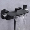 Waterfall Bath and Shower Mixer Tap Chrome/Black Wall Mount Bath Tub Filler Faucet Set