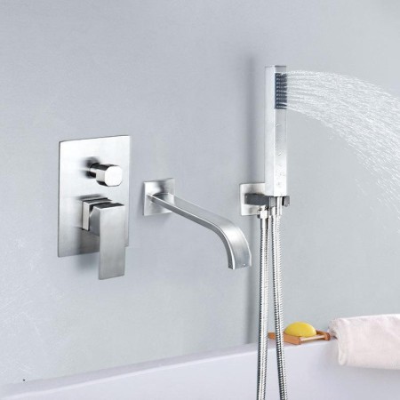 Single Handle Waterfall Spout Bathroom Tub Faucet with Hand Shower Mixer Tap
