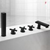 Bathtub Faucet with 5 Holes Bathroom Tub Mixer Spout and Handheld Shower Head