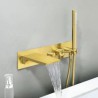 Wall Mounted Waterfall Bath Shower System with Brushed Gold Bathtub Faucet