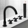 Contemporary Widespread Waterfall Bathroom Sink Faucet with Two Handles (Wall Mount)