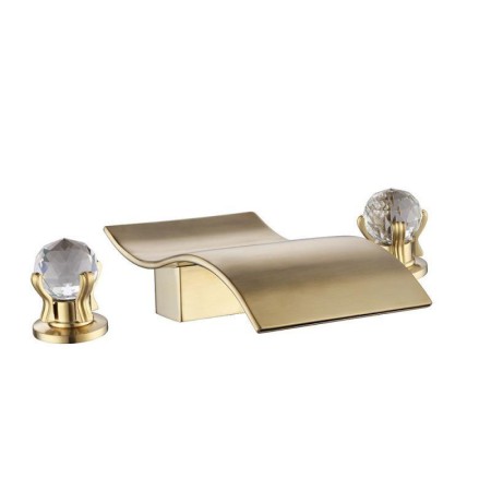 Split Curved Bathroom Sink Faucet with Waterfall Brass Basin Tap