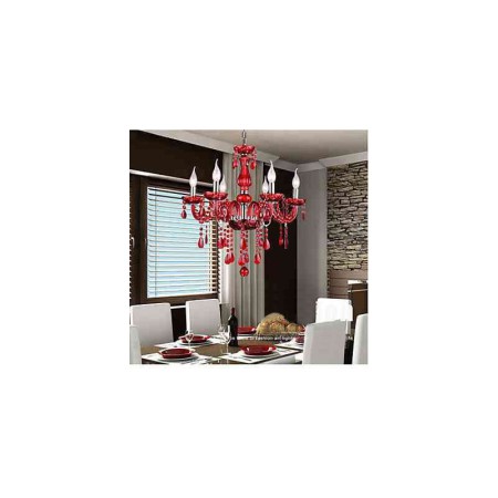 Red Crystal Luxury Modern 6 Light Ceiling Light Chandelier