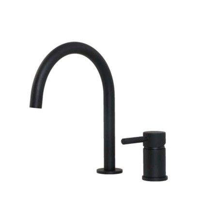 Black Curved Bathroom Sink Tap Contemporary Round Basin Faucet