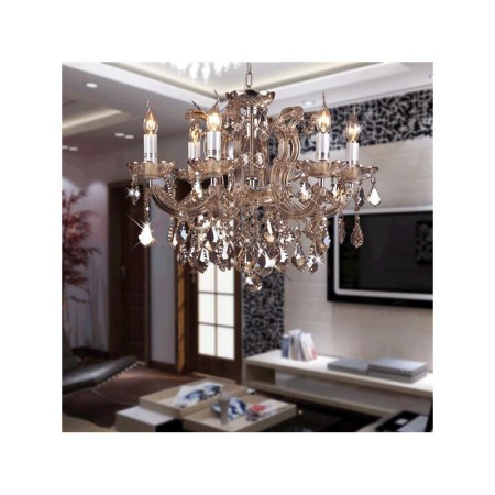 6 Light Amber Colored Crystal Chandelier Ceiling Light Luxury Crystal Chandelier (Dance Of Romance)