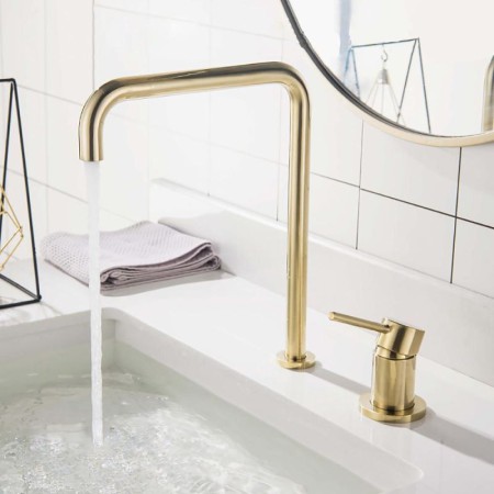 Bathroom Single Handle Mixer Tap with Brushed Gold Basin Faucet