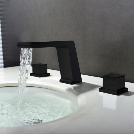 Three-piece Suit Black Waterfall Sink Faucet Spray Painting Sink Faucet