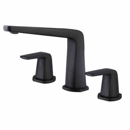 Double Handles Black Brass Basin Mixer Tap Bathroom Countertop Faucet