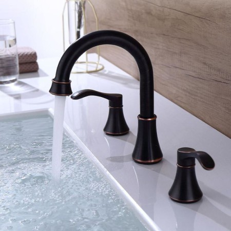ORB Stainless Steel Hot and Cold Bathroom Sink Tap Split Basin Faucet