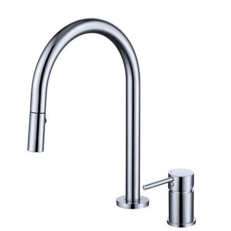 Modern Single Handles Vessel Sink Faucet with Pull-Out Split Brass Basin Tap