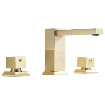 Bathroom Sink Tap Square Brushed Gold Basin Faucet Brass Swivel Spout