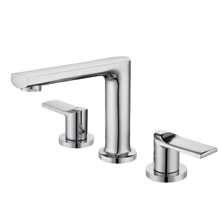Deck Mounted Modern Widespread Bathroom Sink Faucet Dual Handles Basin Mixer Tap