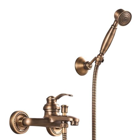 Traditional Wall Mounted Bathroom Shower Mixer Faucet Set with Handheld Shower and Tub Spout