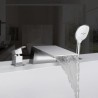 Black/Chrome Deck Mount Roman Tub Faucet with Sprayer Waterfall Bath Mixer Tap