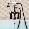 Deck Mounted Bathtub Mixer Tap with Ceramic Hand Shower Antique Black Clawfoot Tub Filler Faucet