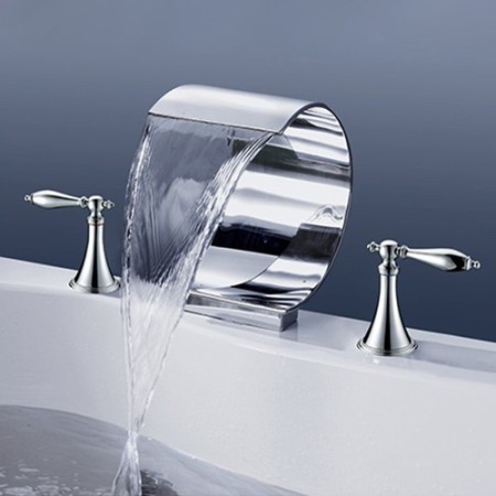 Modern Bath Mixer Tap with 2 Handles Roman Waterfall Garden Tub Faucet