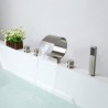 RomanTub Faucet Set Waterfall 2 Handle Bathtub Tap Mixer with Sprayer in Brushed Nickel