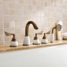 3 Handle Widespread Bathtub Mixer Tap in Gold with Hand Spray