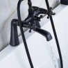 Deck Mounted Antique Black Clawfoot Bath Tub Mixer Tap 2 Handle Shower Faucet
