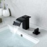 Split Bathtub Faucet with Double Handles Waterfall Bathtub Tap in Black Brass