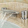Chrome Waterfall Bathtub Tap with Flat Widespread LED Tub Faucet