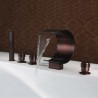 Curvy Moon Roman Tub Faucet Waterfall Bathtub Mixer Tap with Hand Spray in Oil Rubbed Bronze