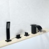 5 Piece/Set Waterfall Black Brass Bathtub Faucet with Handheld Shower