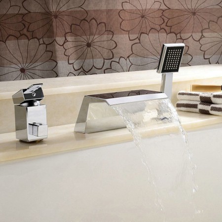 Simple Modern Chrome Plating Bathroom Bathtub Faucet