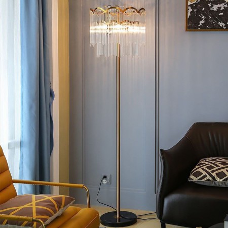 Circle Column Glass Floor Standing Lamp Modern Luxury Long Standing Lamp