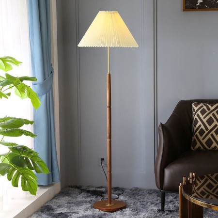 Creative Solid Wood Copper Luminaires For Living Room Modern Pleated Floor Lamp