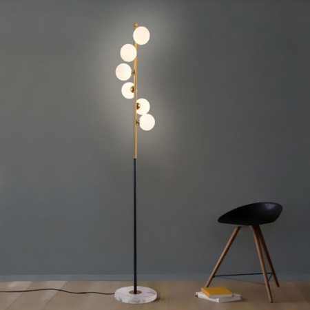 Nordic Bedroom Bedside Light Modern Marble Floor Lamp Glass Ball Standing Luminaire