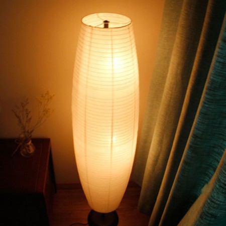 Contractile Style Standing Lamp For Bedrooms With White Paper Shade